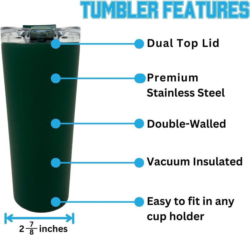 Decorvo Officially Licensed Collegiate Stainless Steel Tumbler - Double Walled Insulated Travel Tumbler - 24 oz (Michigan St Green) - Image 1